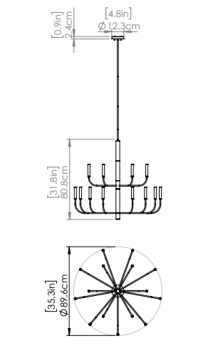 DVI LIGHTING OLIVIA 2 TIER CHANDELIER GRAPHITE DVP44045MF+GR