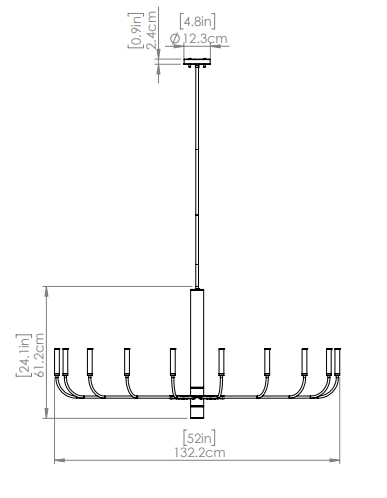 DVI LIGHTING OLIVIA 18 LT CHANDELIER GRAPHITE DVP44050MF+GR