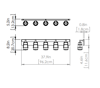 DVI LIGHTING LAKE OF THE WOODS 5 LT VANITY EBONY DVP44455EB+SN-CL