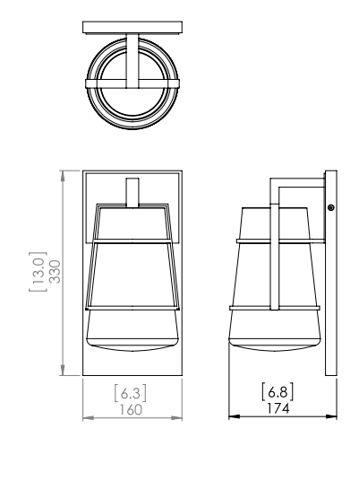 DVI LIGHTING LAKE OF THE WOODS OUTDOOR 13" SCONCE  BLACK DVP44473BK-CL