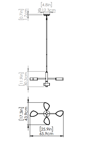 DVI LIGHTING NORTHERN MARCHES 4 LT PENDANT LED BRASS DVP45424BR-OP
