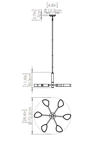 DVI LIGHTING NORTHERN MARCHES 6 LT PENDANT LED BRASS DVP45426BR-OP