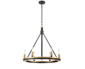 DVI LIGHTING ALETHEIA HYBRID LED 6 LT CHANDELIER BRASS DVP46326BR+GR-CCT