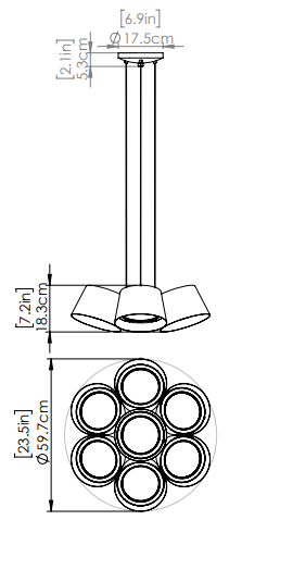 DVI LIGHTING DRUMLINE 7 LT PENDANT LED DVP47726BK