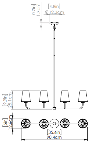 DVI LIGHTING KANATA 4 LT LINEAR BRASS DVP48002BR-OP