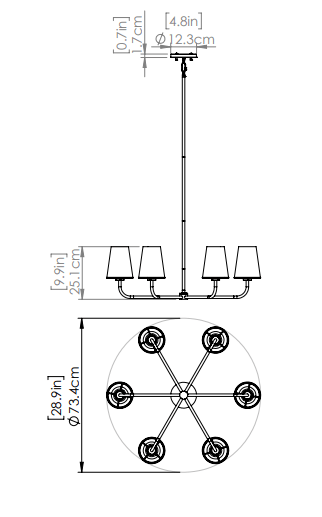 DVI LIGHTING KANATA 6 LT CHANDELIER EBONY DVP48026EB-OP