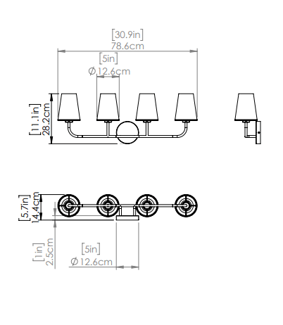 DVI LIGHTING KANATA 4 LT VANITY BRASS DVP48044BR-OP