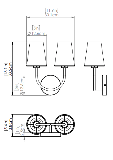 DVI LIGHTING KANATA 2 LT SCONCE EBONY DVP48099EB-OP