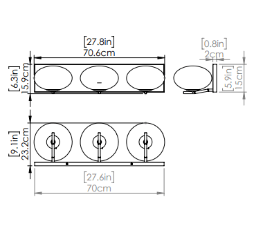 DVI LIGHTING VALOUR ROAD 3 LT VANITY EBONY DVP49043EB-OP