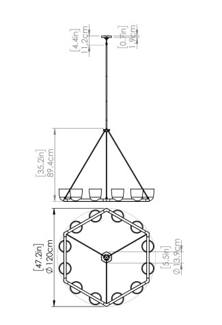 DVI LIGHTING CHALICE 6 LT CHANDELIER EBONY DVP49825EB-MS