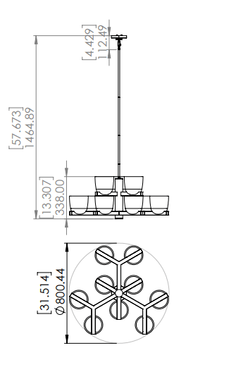 DVI LIGHTING CHALICE 9 LT PENDANT EBONY DVP49829EB-MS