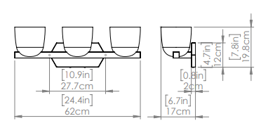 DVI LIGHTING CHALICE 3 LT VANITY CHROME DVP49843CH-MS