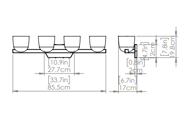 DVI LIGHTING CHALICE 4 LT VANITY EBONY DVP49844EB-MS