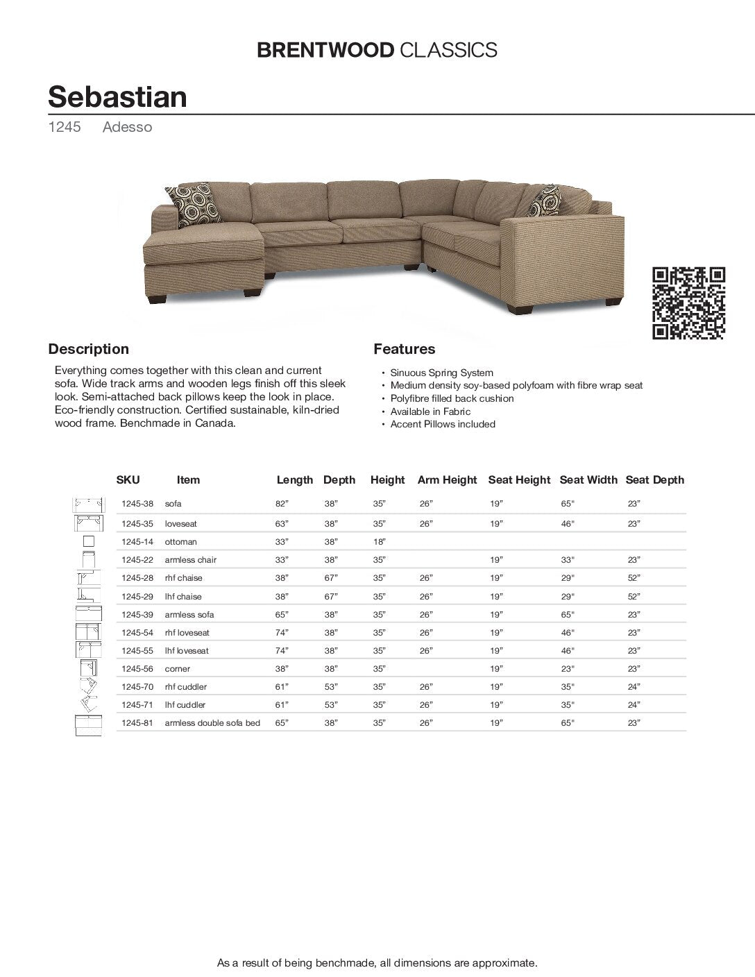 BRENTWOOD Sebastian Sofa 1245-38