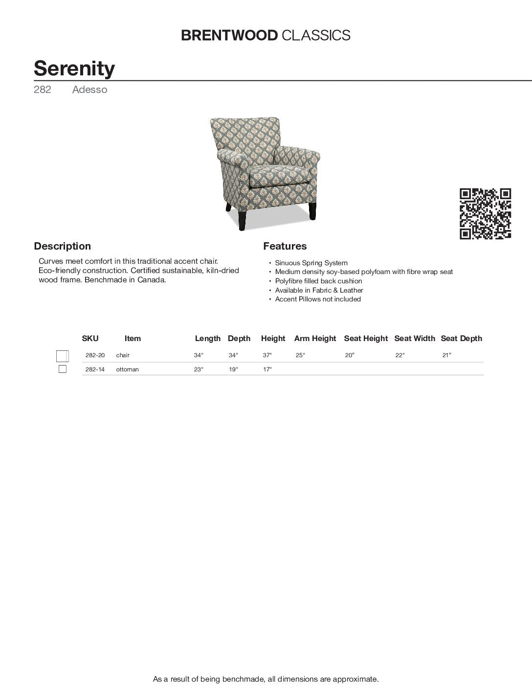BRENTWOOD CLASSICS SERENITY CHAIR 282-20