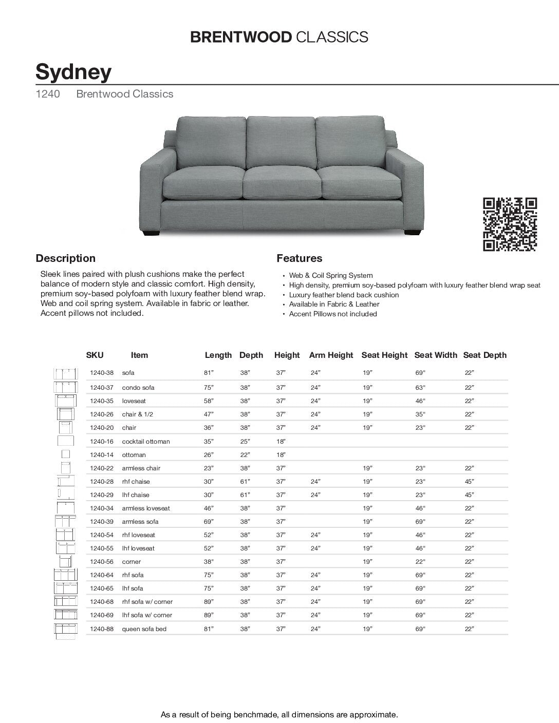 BRENTWOOD Sydney Sofa 1240-38