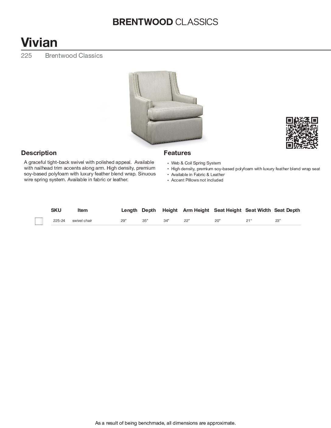 BRENTWOOD Vivian Swivel Chair  225-24
