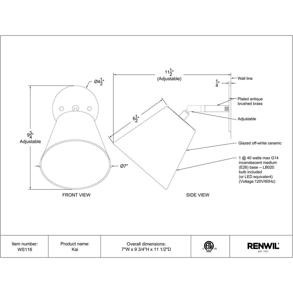 RENWIL KAI SCONCE WS116