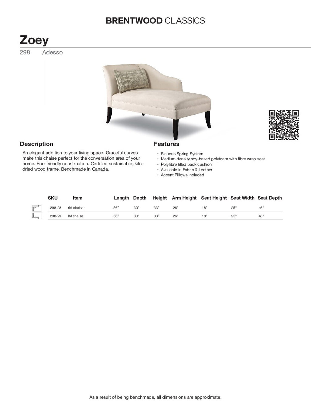 BRENTWOOD Zoey Chaise 298-29
