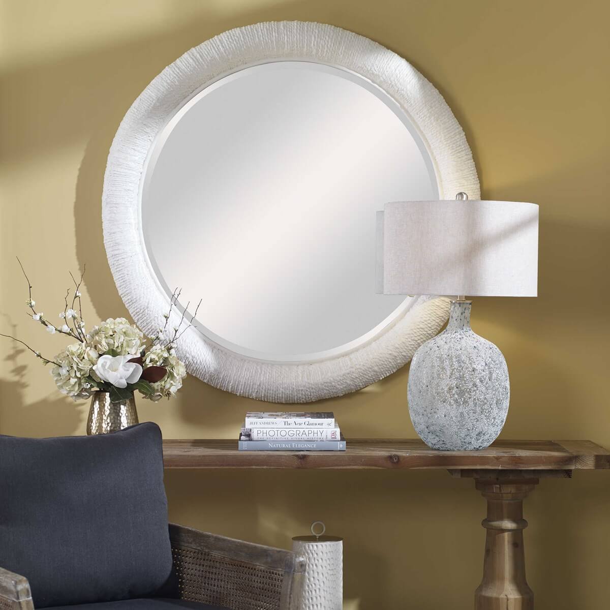 UTTERMOST MARINER ROUND MIRROR WHITE 08168