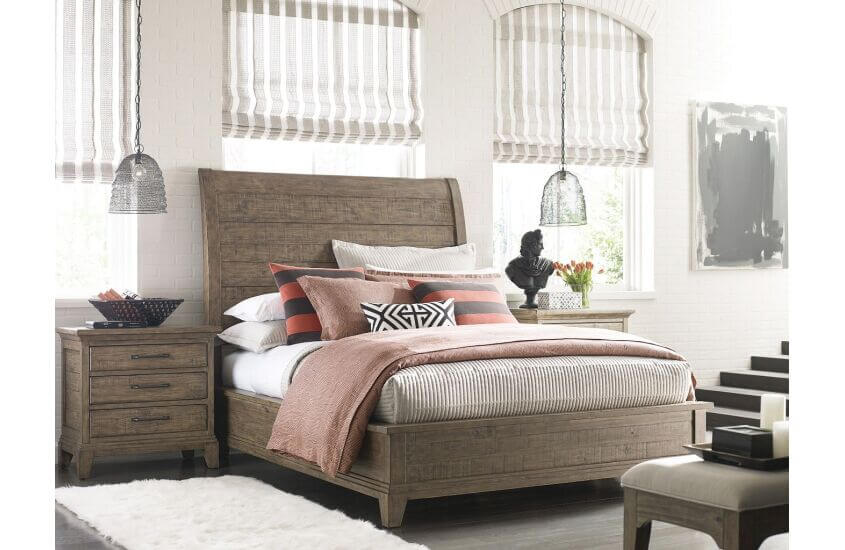 KINCAID PLANK ROAD EASTBURN SLEIGH QUEEN BED STONE 706-313SP