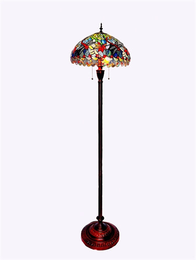 W2 TRADING Dragonfly Tiffany Floor Lamp F1655