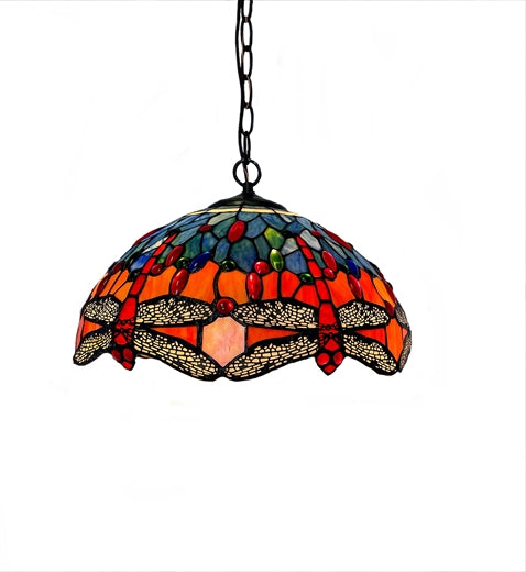 W2 TRADING Dragonfly Tiffany Hanging Lamp P1650