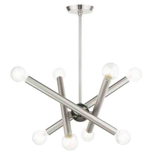LIVEX LIGHTING Stafford Chandelier Brushed Nickel with Black Chrome Accents 45584-91