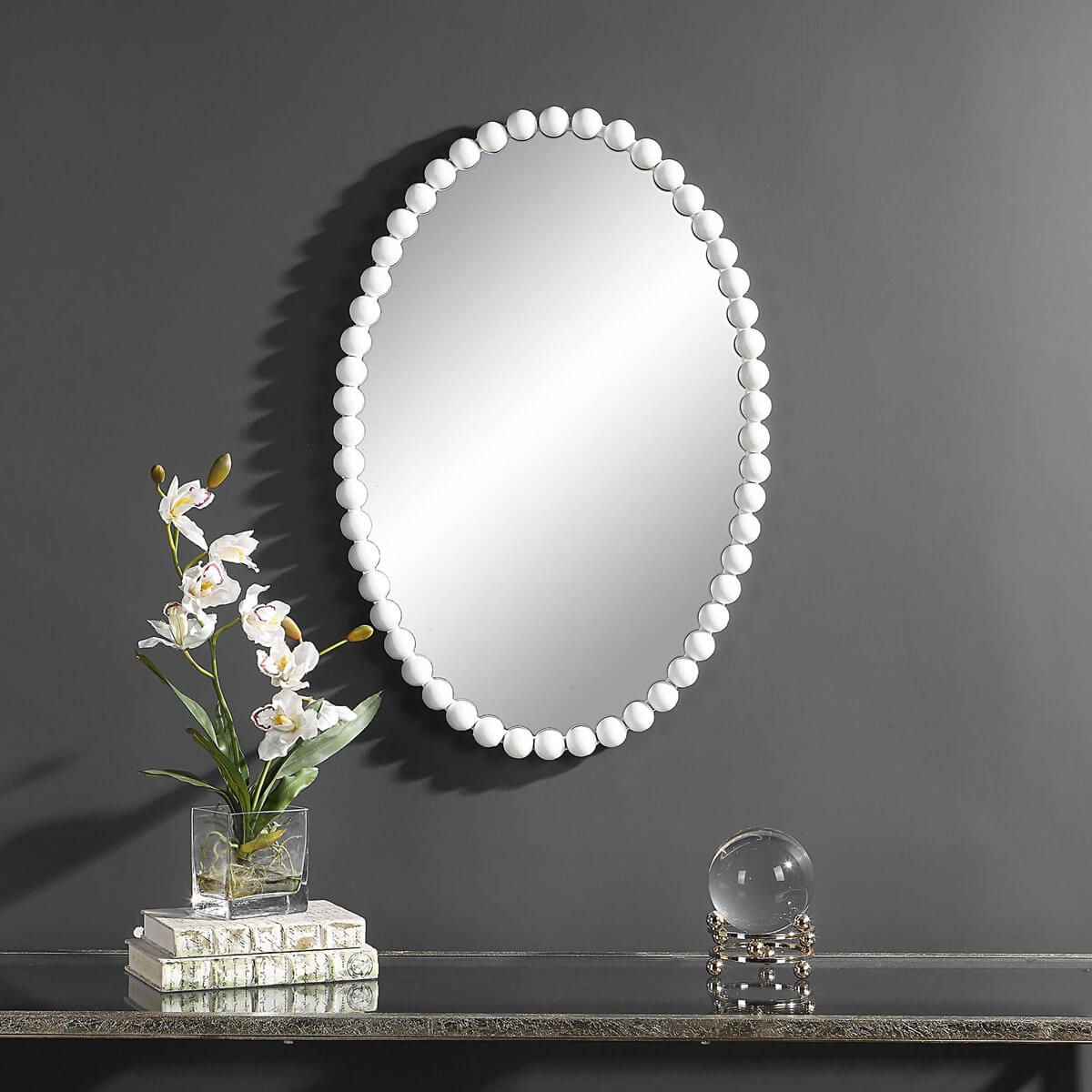 UTTERMOST SERNA OVAL MIRROR WHITE 09874
