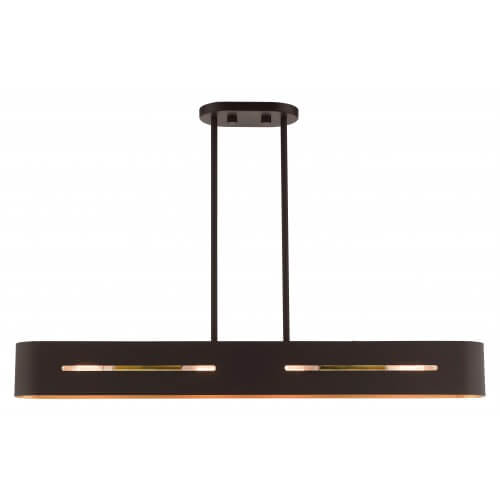 LIVEX LIGHTING Ravena Linear Chandelier Bronze with Antique Brass Accents 45767-07
