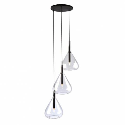ARTCRAFT CONIC 3 LIGHT PENDANT BLACK AC11163BK