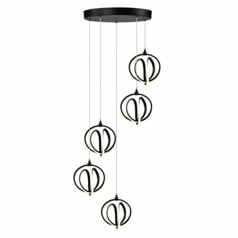 ARTCRAFT ROSE LED 5 LIGHT PENDANT AC6735BK