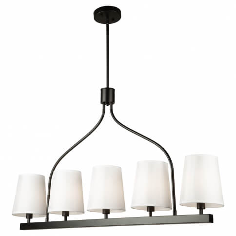 ARTCRAFT RHYTHM 5 LIGHT LINEAR CHANDELIER BLACK SC13336BK
