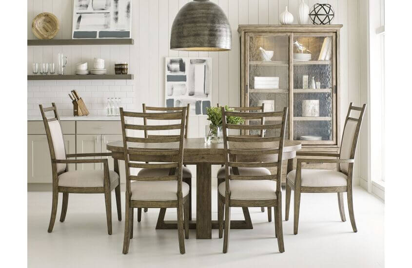 KINCAID PLANK ROAD BUTTON DINING TABLE STONE 706-701S