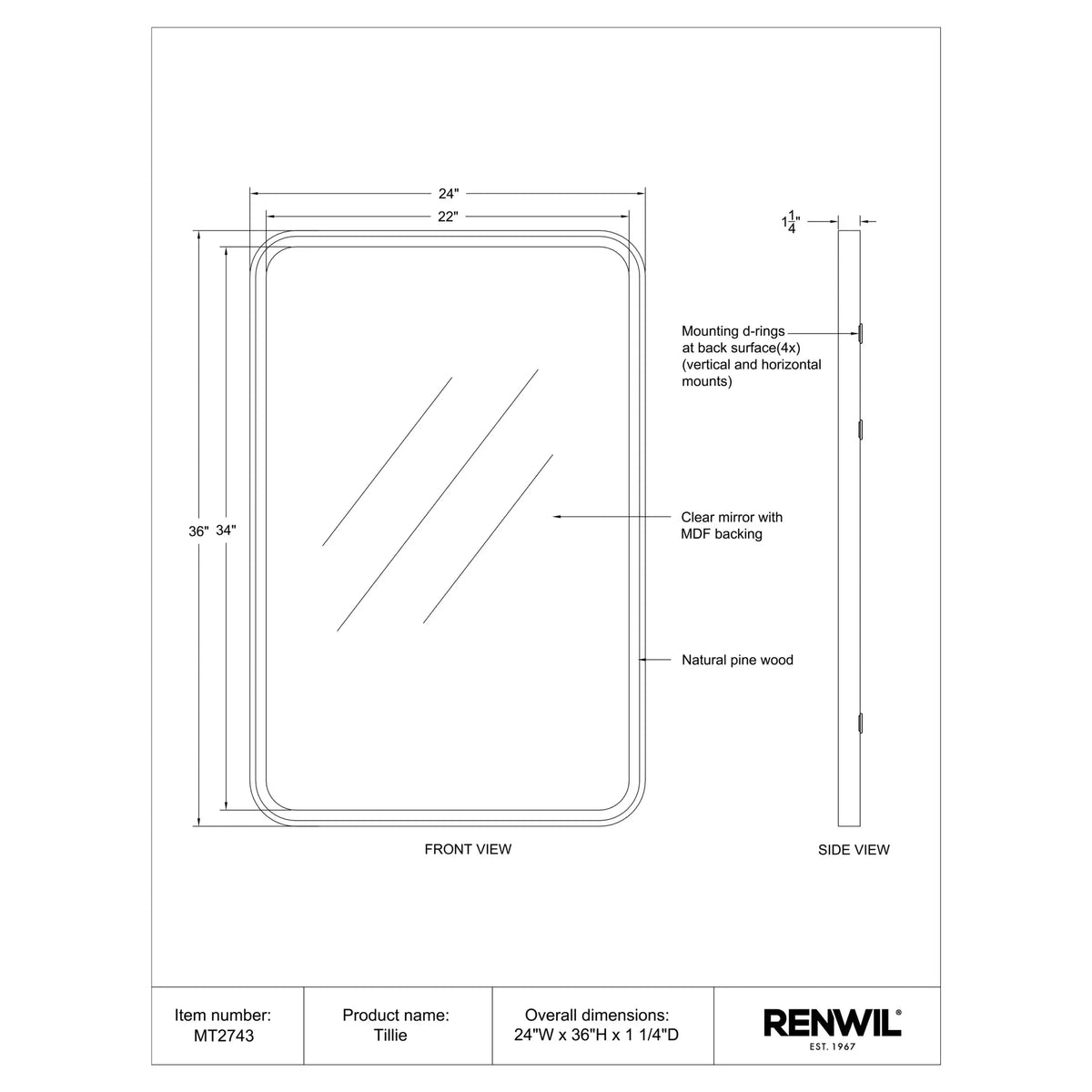 RENWIL TILLIE MIRROR MT2743