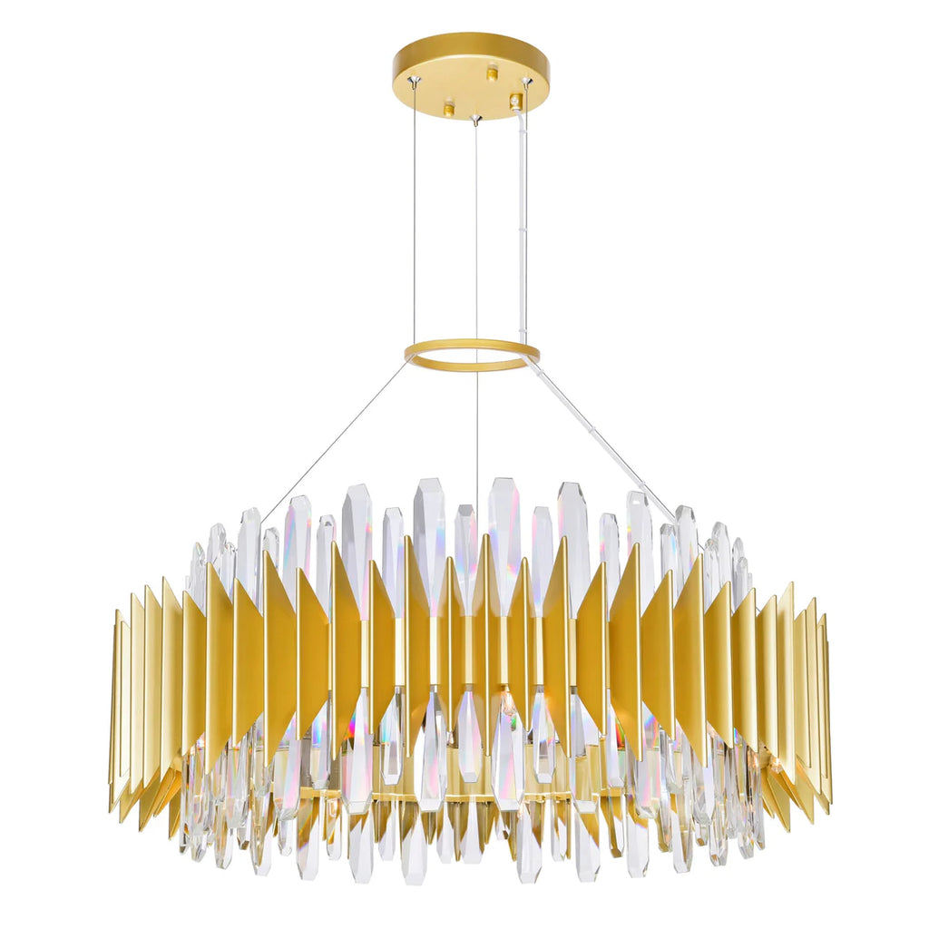 CWI LIGHTING CITYSCAPE 18 LT 28" SATIN GOLD CHANDELIER 1247P28-18-602