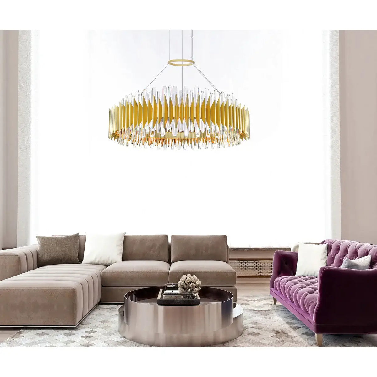 CWI LIGHTING CITYSCAPE 24 LT 39" SATIN GOLD CHANDELIER 1247P39-24-602