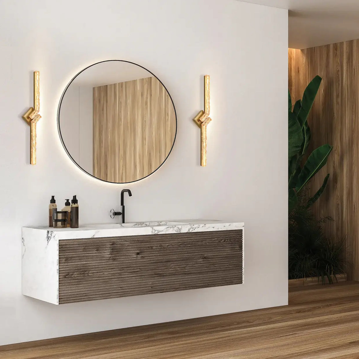 CWI LIGHTING CONTOUR LED 33" BRASS WALL LIGHT 1724W33-2-624