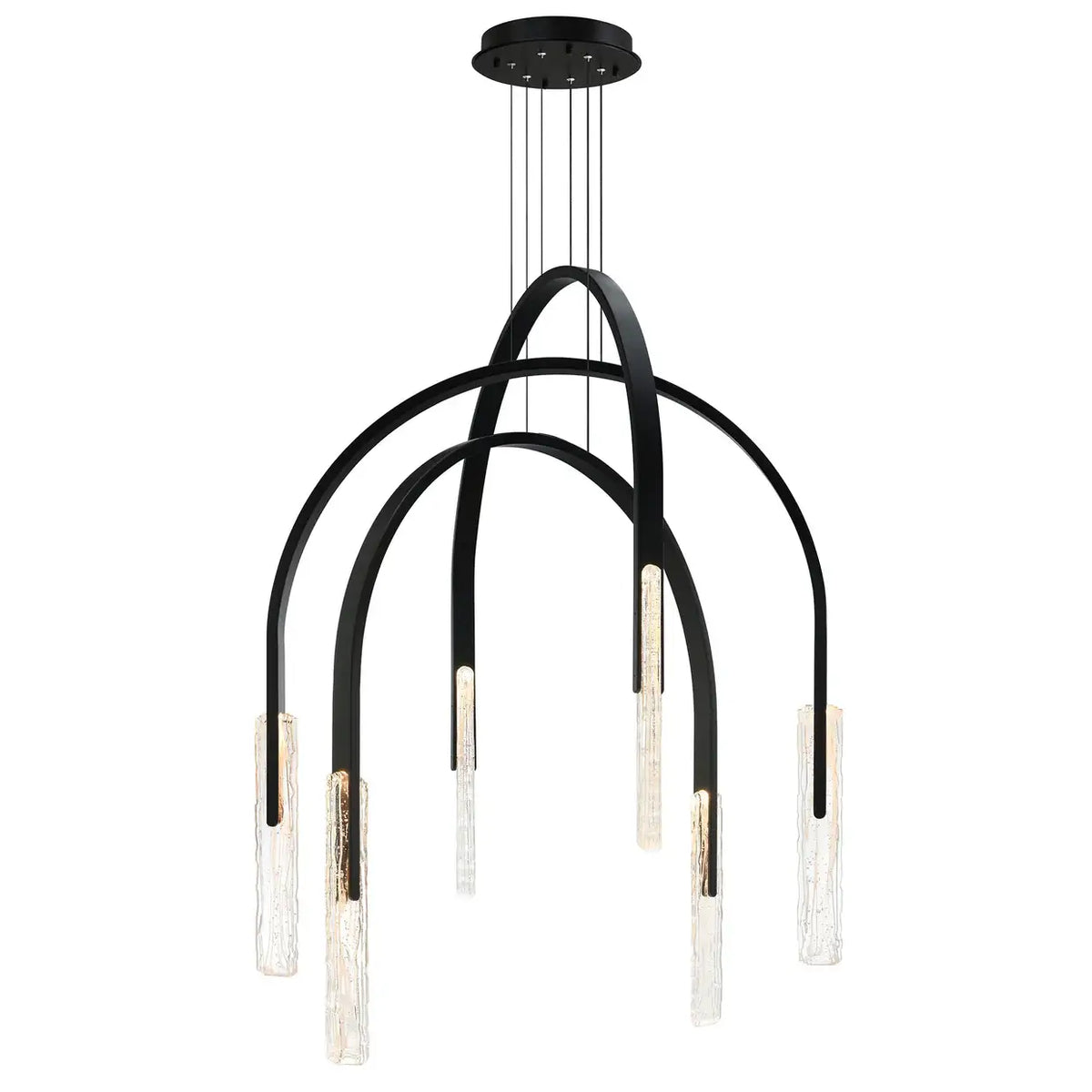 CWI LIGHTING CURVA LED 38" CHANDELIER BLACK 1725P38-6-101