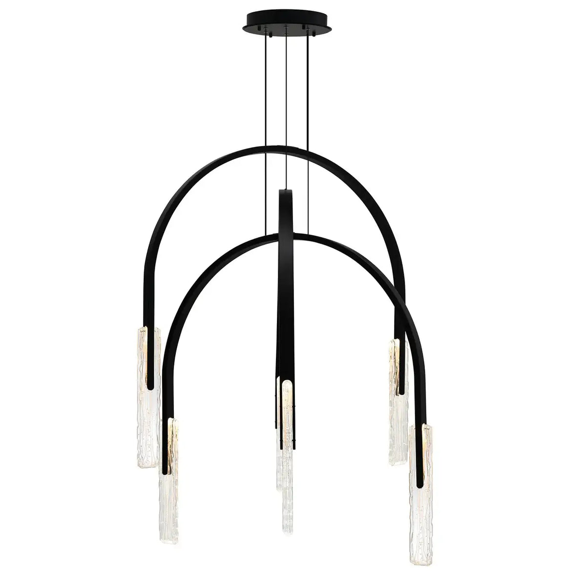 CWI LIGHTING CURVA LED 38" CHANDELIER BLACK 1725P38-6-101