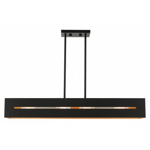 LIVEX LIGHTING Soma Linear Chandelier Textured Black with Brushed Nickel Accents 45957-14