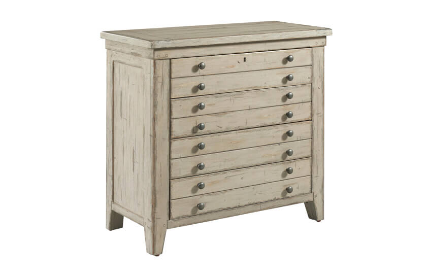 KINCAID ACQUISITIONS BRIMLEY MAP DRAWER BACHELOR'S CHEST - CAMEO FINISH 111-401