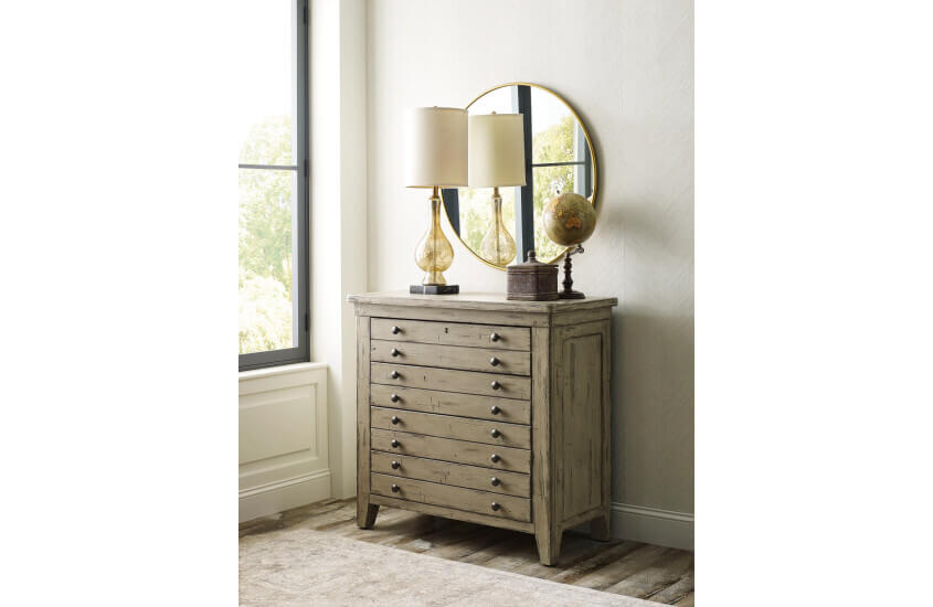KINCAID ACQUISITIONS BRIMLEY MAP DRAWER BACHELOR'S CHEST - CAMEO FINISH 111-401