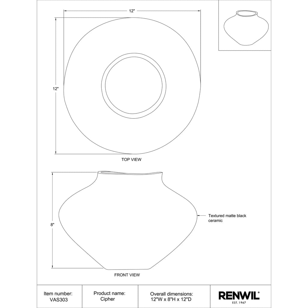 RENWIL CIPHER VASE VAS303