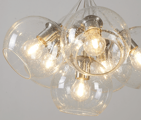 BETHEL SATIN NICKEL FRAME CHANDELIER DU169C21SN
