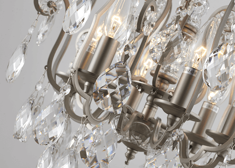 BETHEL PEWTER FRAME CHANDELIER  BET61XPEW