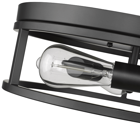 BETHEL ROUND BLACK IRON FRAMED FLUSH MOUNT YS2180C16BLK