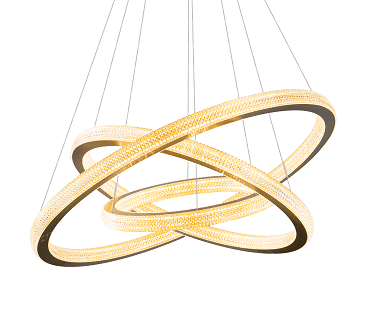 BETHEL SAND GOLD FRAME THREE RING LED CHANDELIER GL313C33G
