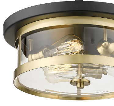 BETHEL BLACK & GOLD ROUND SEMI FLUSH MOUNT YS22137-3SF-BGD