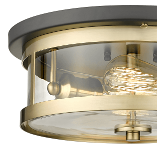 BETHEL BLACK & GOLD ROUND FLUSH MOUNT YS22137-2C-BGD
